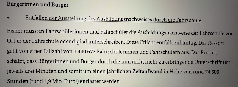 Führerscheinreform entfall ausbildungsnachweis beispiel